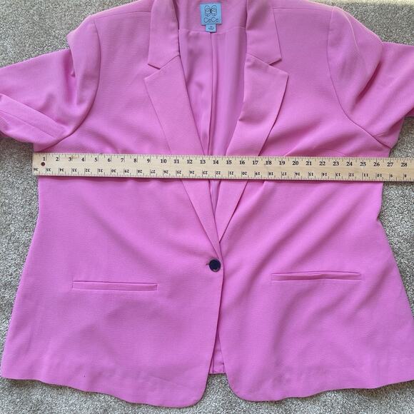 CeCe Plus Size 3X Ruched Sleeve One Button Blazer Jacket Pink Preppy Business - Picture 11 of 15